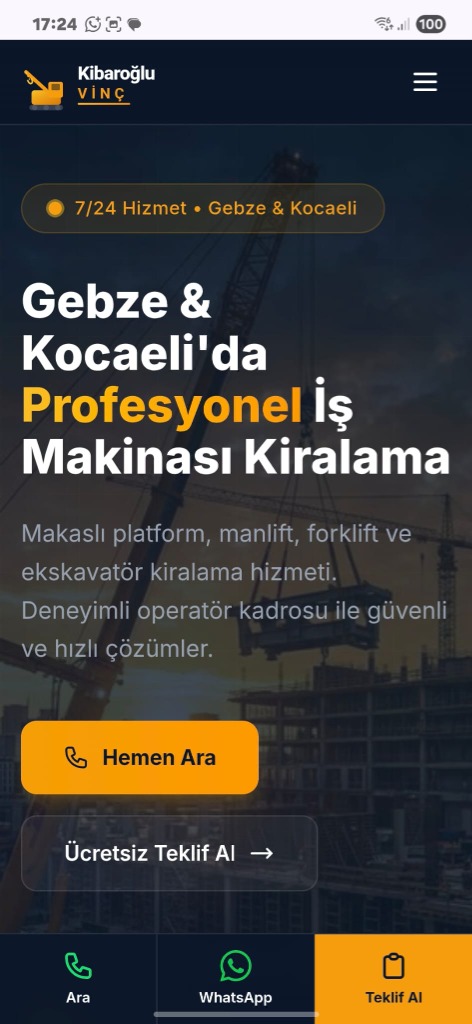 Vinç PRO Mobil Görünüm
